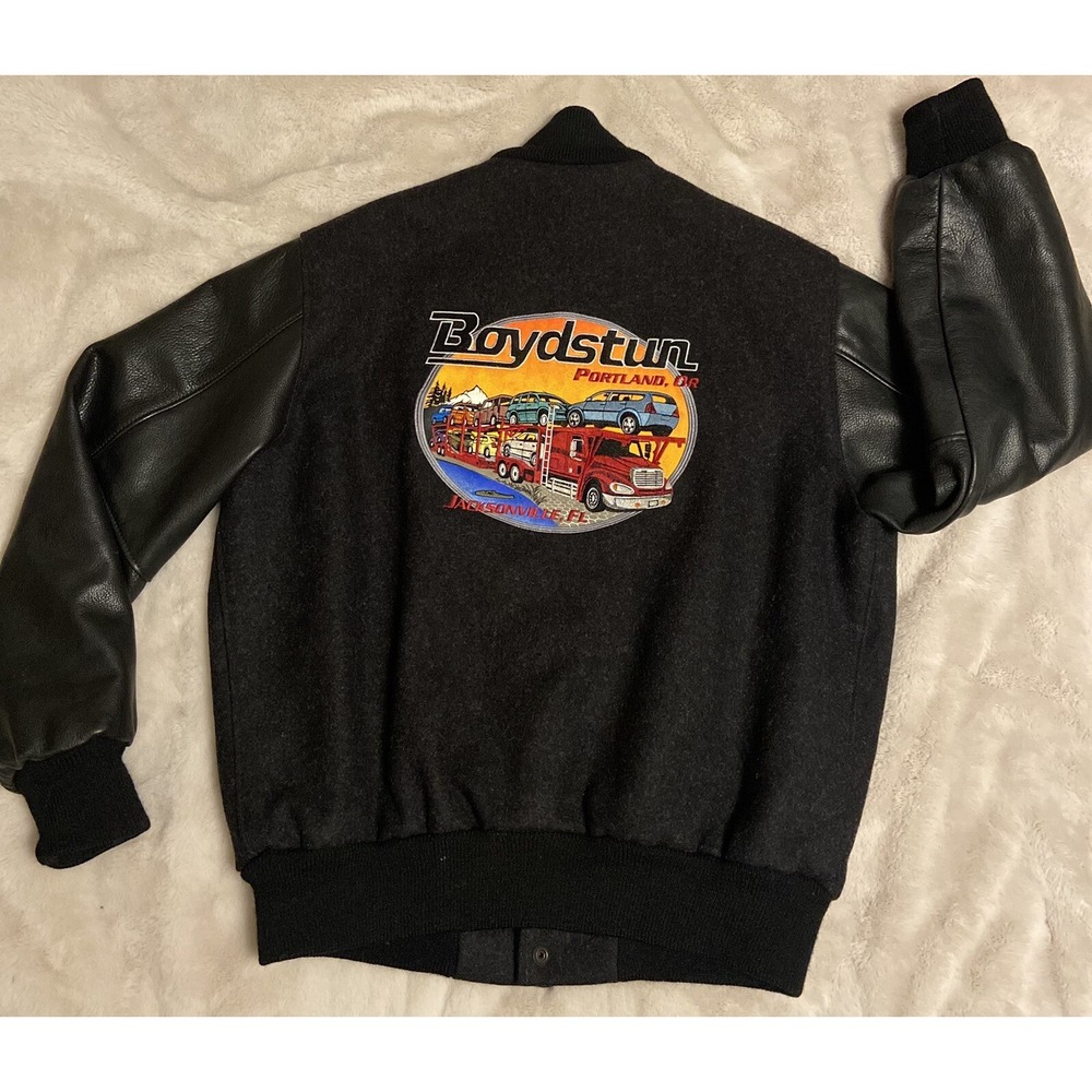 Amber Graphics Boydstun Genuine Leather Varsity Letterman Varsity Jacket Men's M